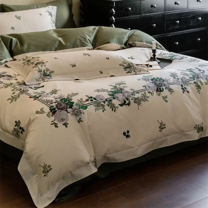 Floral Square Egyptian Cotton Duvet Cover Set