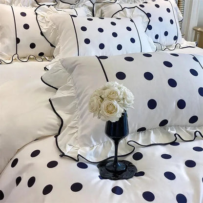 Washed Cotton Polka Dot Duvet Cover Set