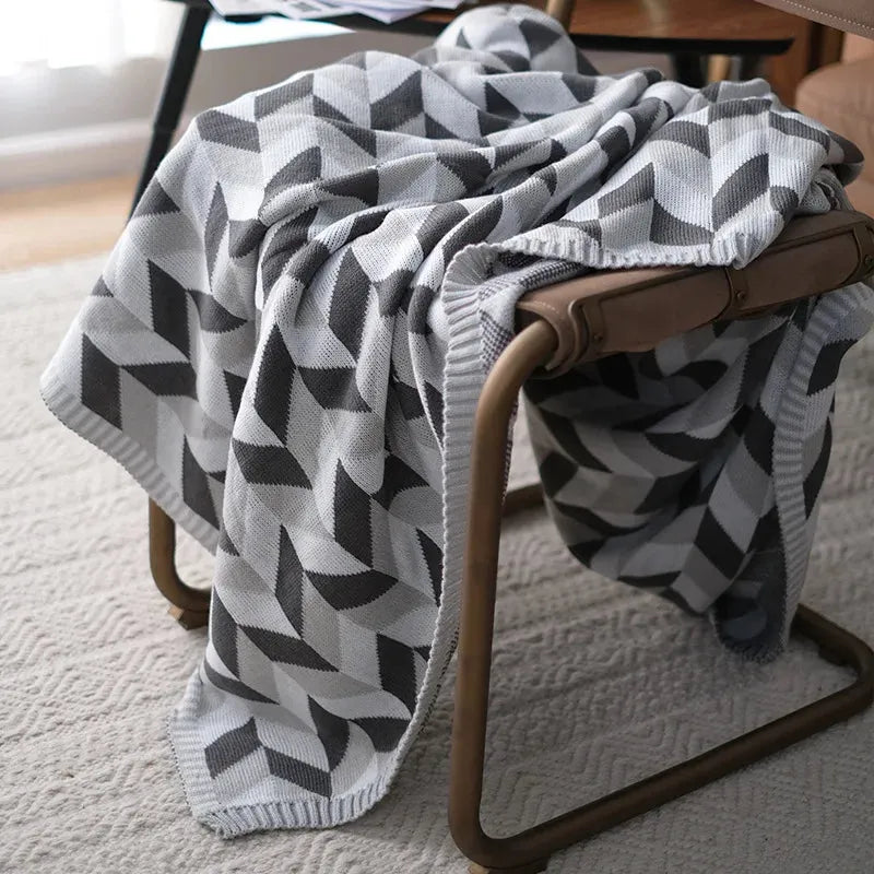 Adena Grayscale Geometric Throw Blanket