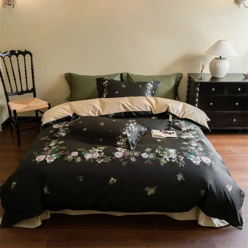 Floral Square Egyptian Cotton Duvet Cover Set