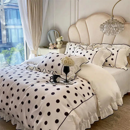 Washed Cotton Polka Dot Duvet Cover Set