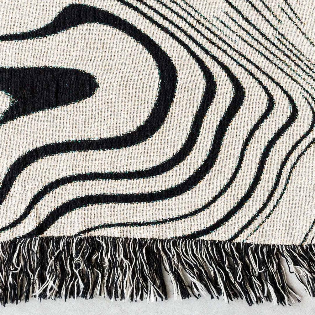 Textile City Black Water Waves Pattern Home Leisure Blanket Tapestry Decoration Blanket American Style Rural Sofa Blanket - Fluffyslip
