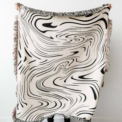 Textile City Black Water Waves Pattern Home Leisure Blanket Tapestry Decoration Blanket American Style Rural Sofa Blanket - Fluffyslip