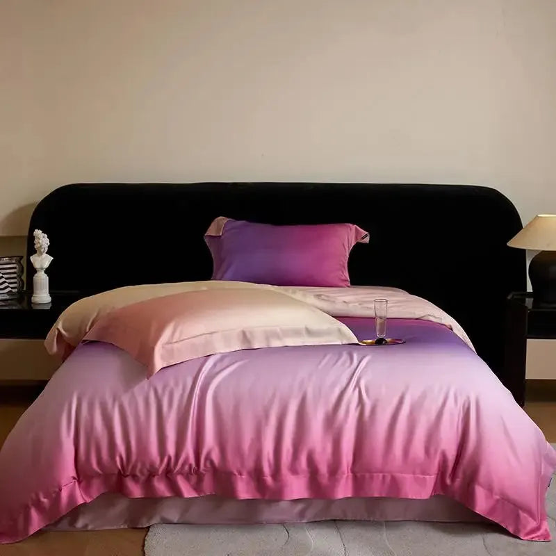 Angel Pink Gradient Lyocell Duvet Cover Set - Fluffyslip
