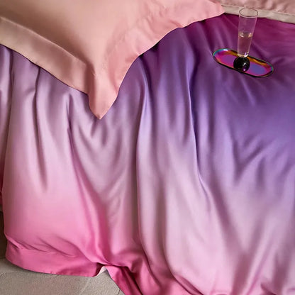 Angel Pink Gradient Lyocell Duvet Cover Set - Fluffyslip