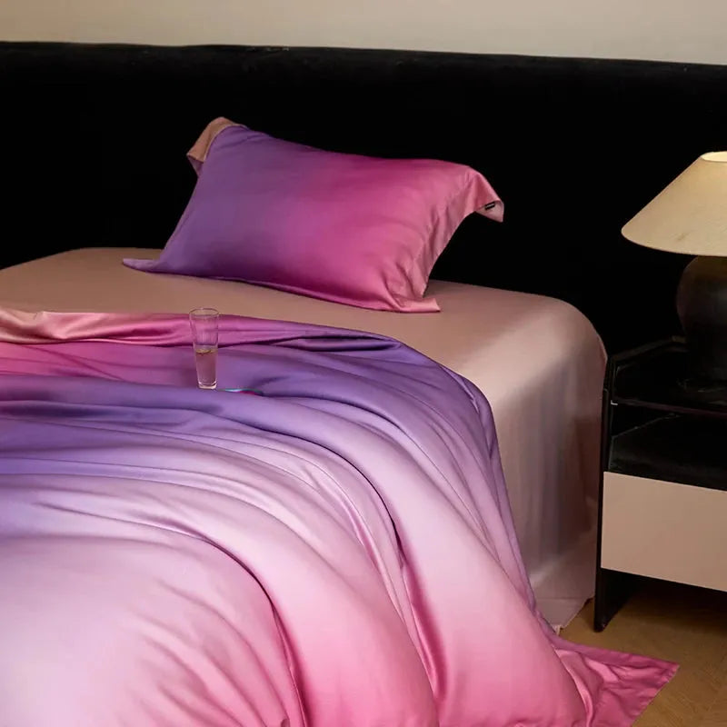 Angel Pink Gradient Lyocell Duvet Cover Set - Fluffyslip