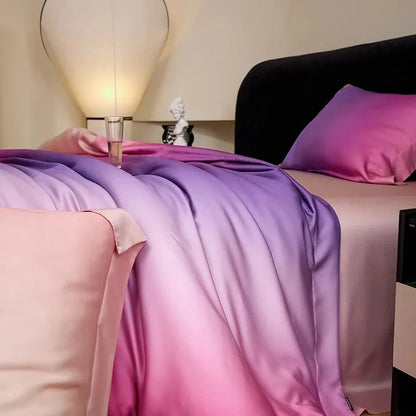 Angel Pink Gradient Lyocell Duvet Cover Set - Fluffyslip