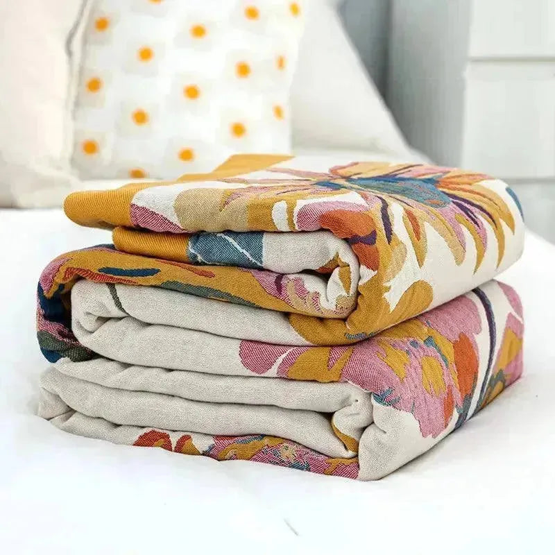 Autumn Flower Cotton Blanket - Fluffyslip