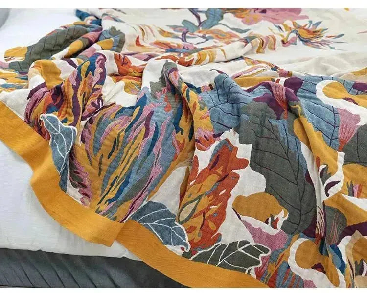 Autumn Flower Cotton Blanket - Fluffyslip