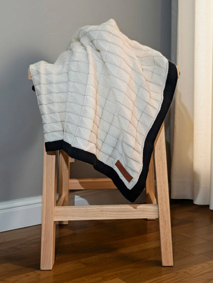 Border Squareview Cotton Throw Blanket