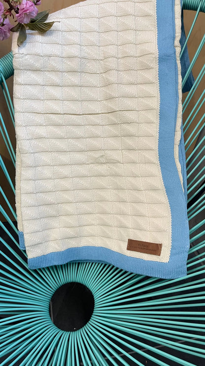 Border Squareview Cotton Throw Blanket