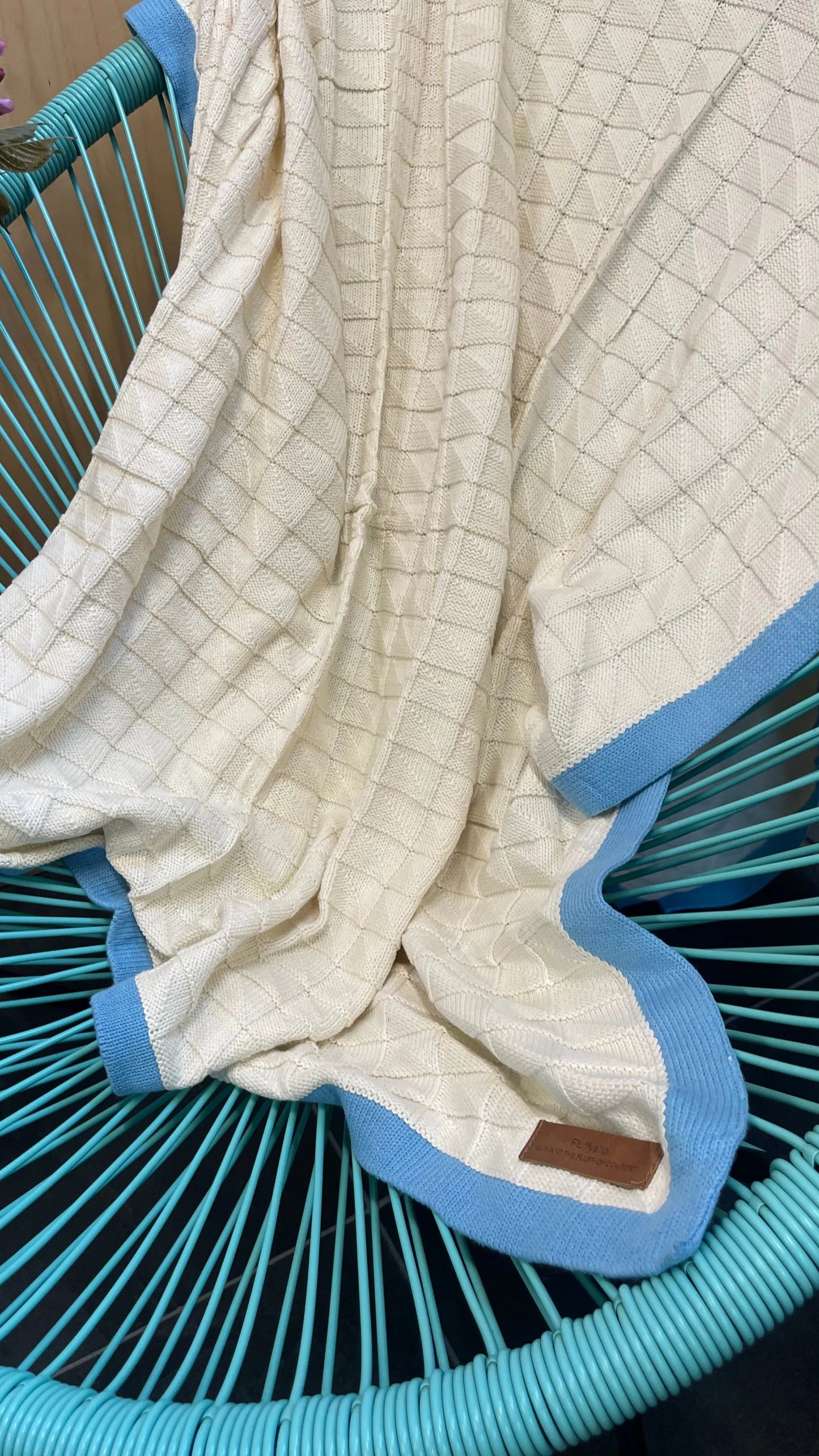 Border Squareview Cotton Throw Blanket