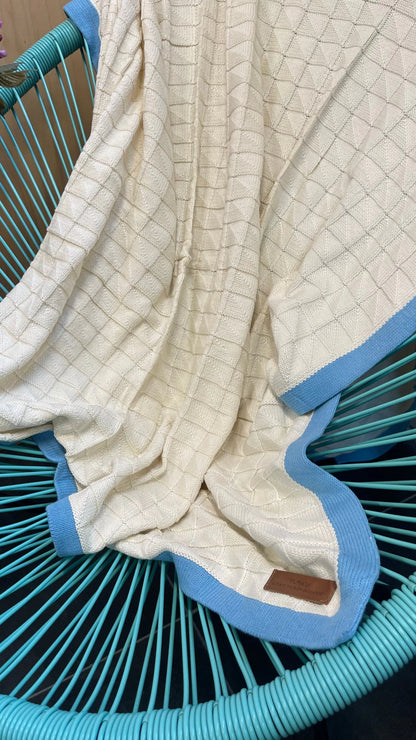 Border Squareview Cotton Throw Blanket