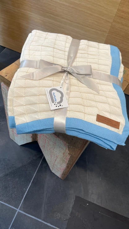 Border Squareview Cotton Throw Blanket