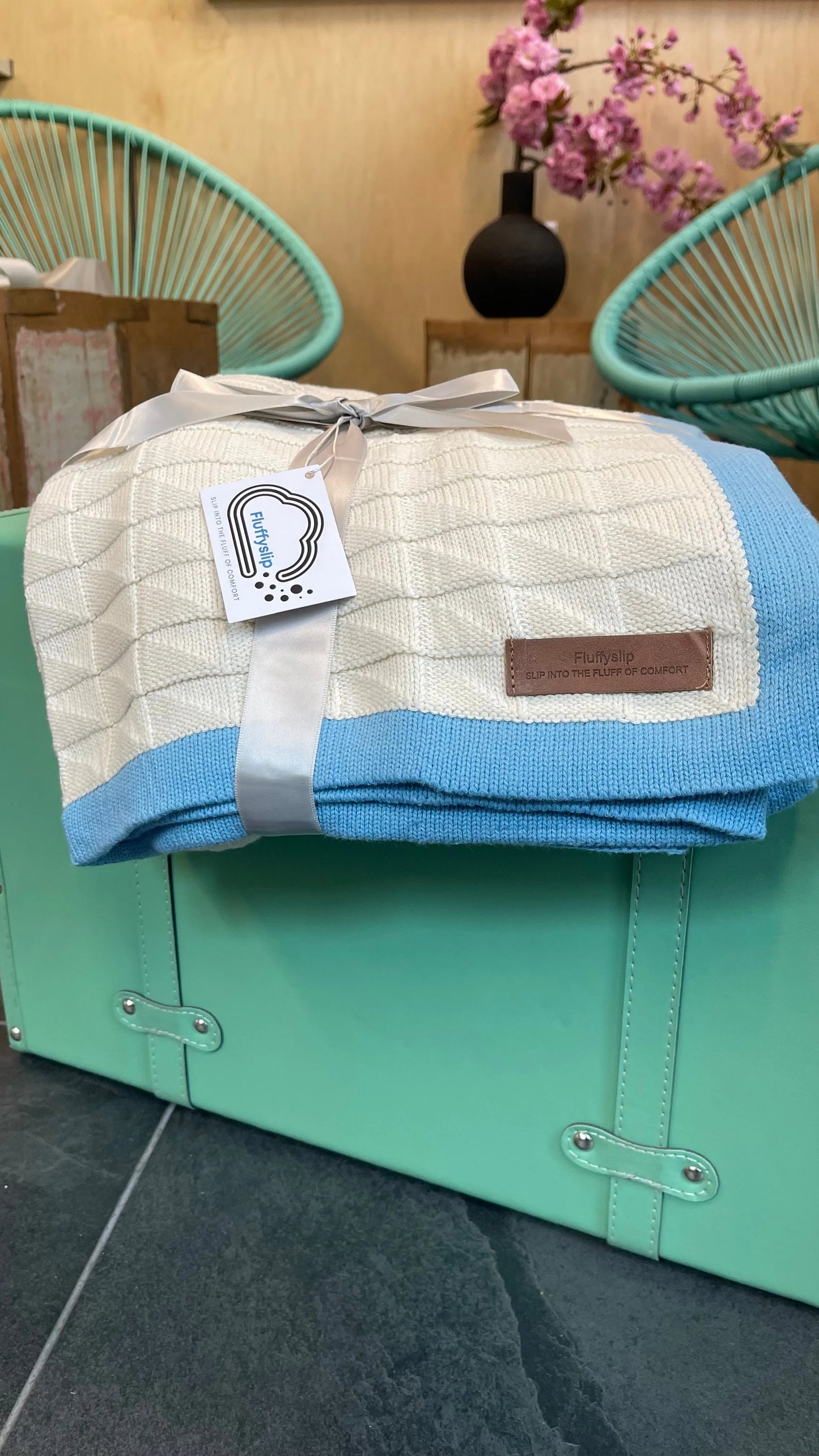 Border Squareview Cotton Throw Blanket