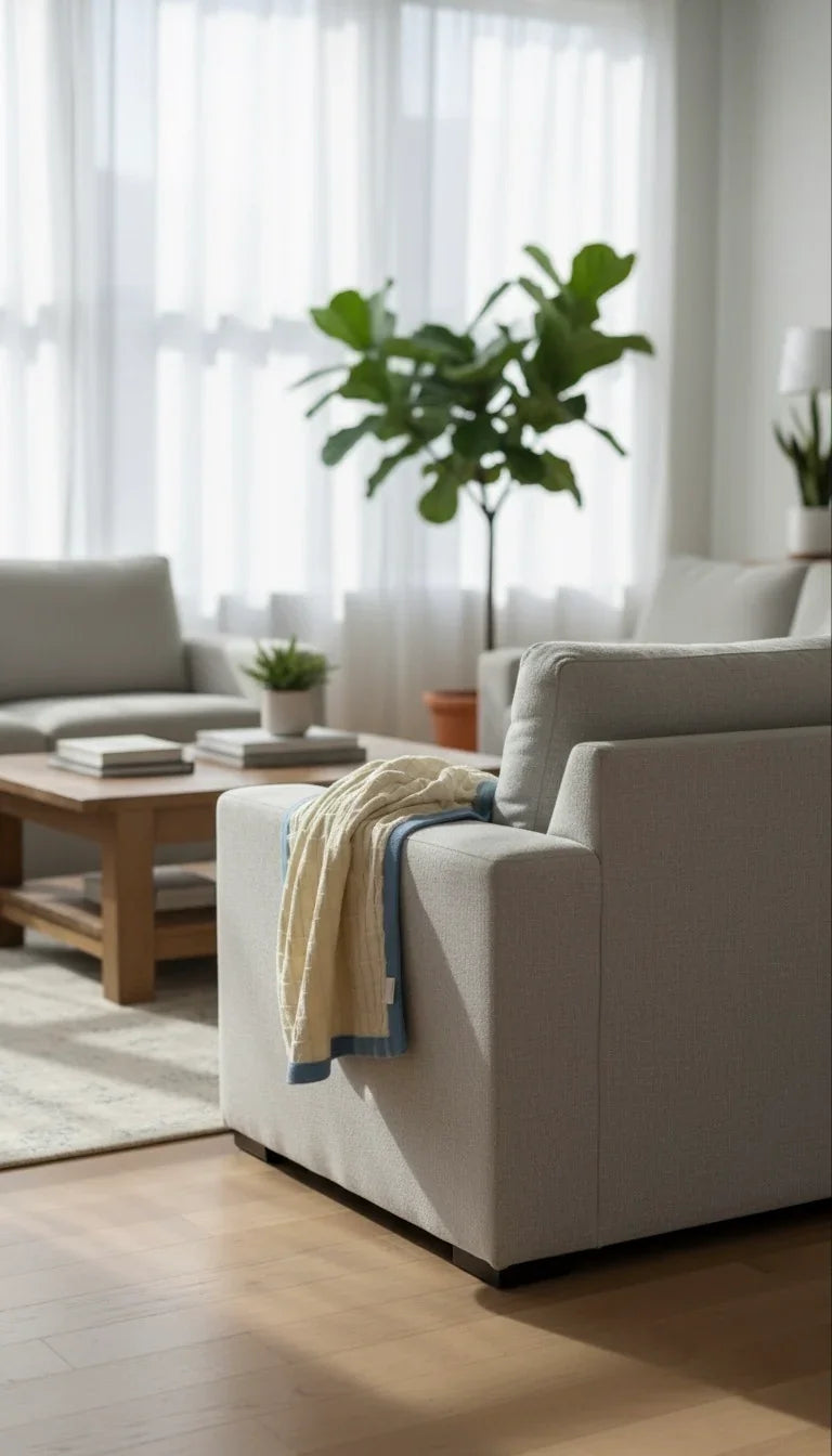 Border Squareview Cotton Throw Blanket