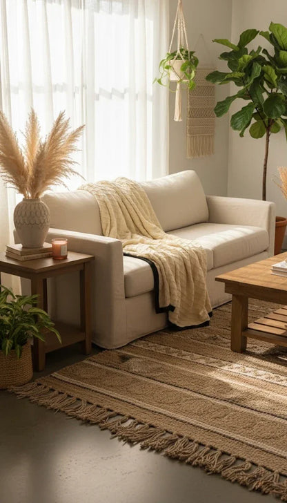 Border Squareview Cotton Throw Blanket