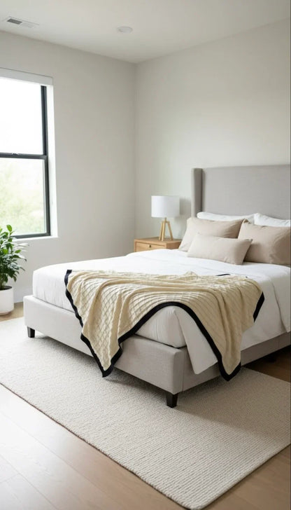 Border Squareview Cotton Throw Blanket