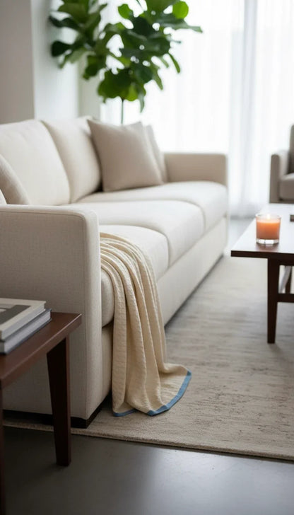 Border Squareview Cotton Throw Blanket