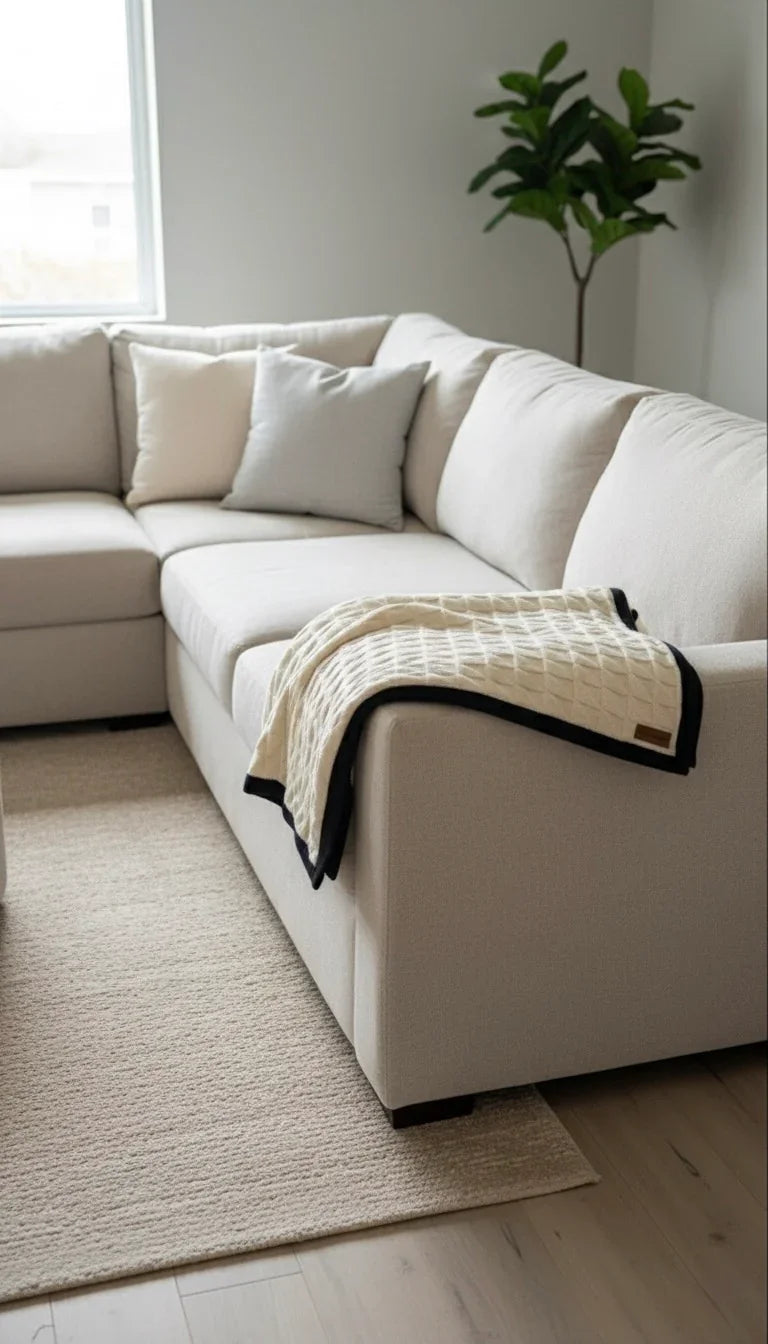 Border Squareview Cotton Throw Blanket