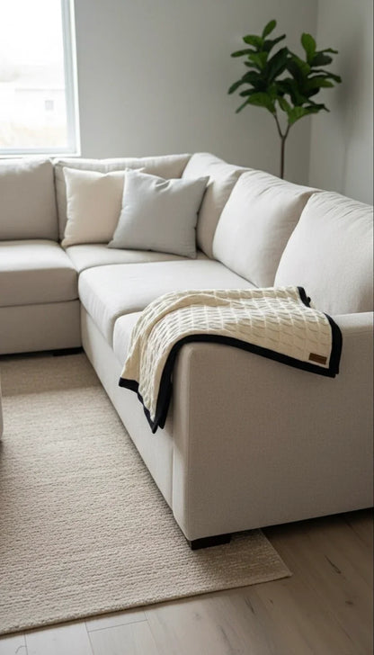 Border Squareview Cotton Throw Blanket