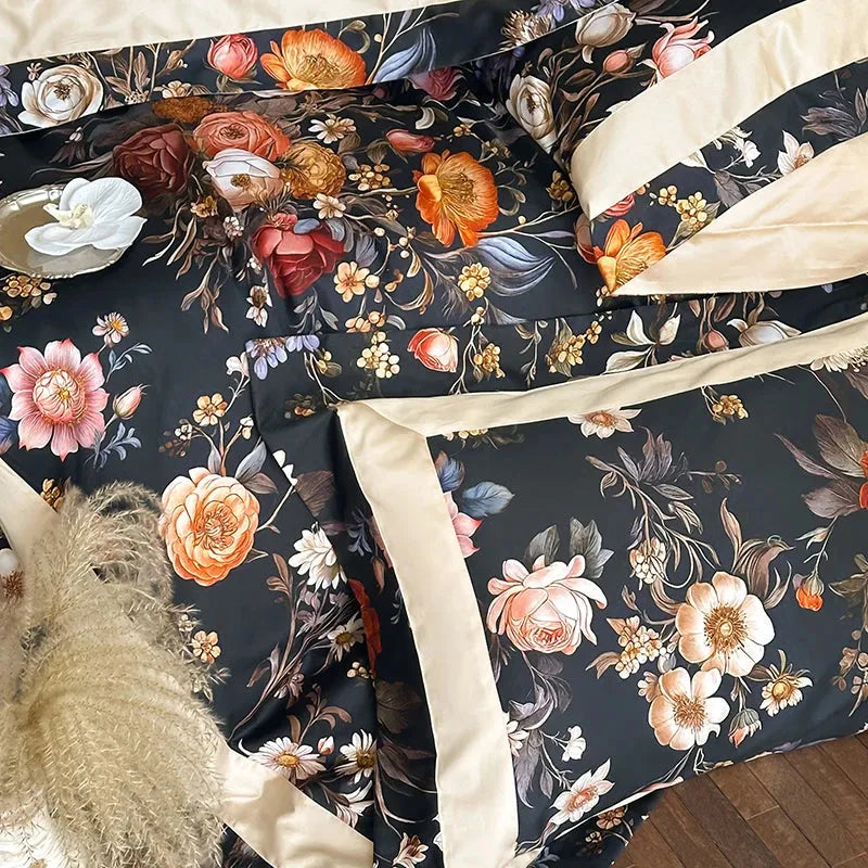 Botanical Bliss Egyptian Cotton Duvet Cover Set - Fluffyslip