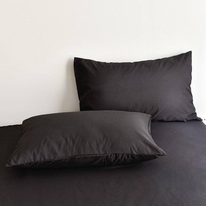 Black Soft Breathable Brushed Microfiber Duvet Cover Set pillowcases- Fluffyslip