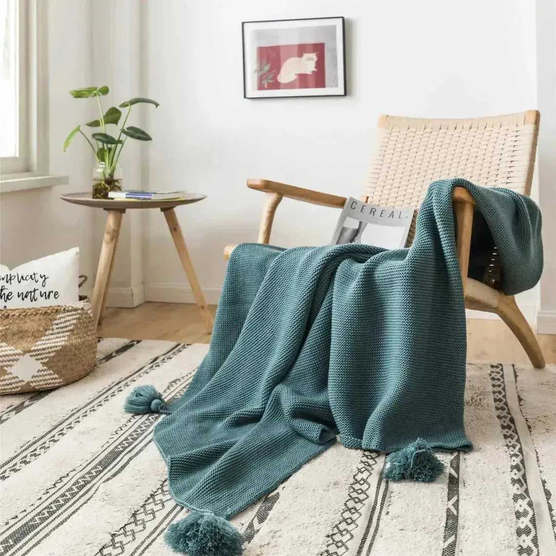 Bright Loom Tassel Pompom Throw Blanket - Fluffyslip