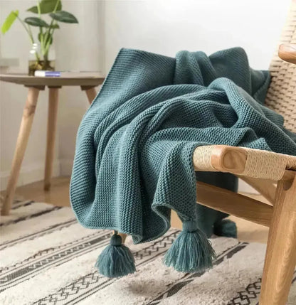 Bright Loom Tassel Pompom Throw Blanket - Fluffyslip