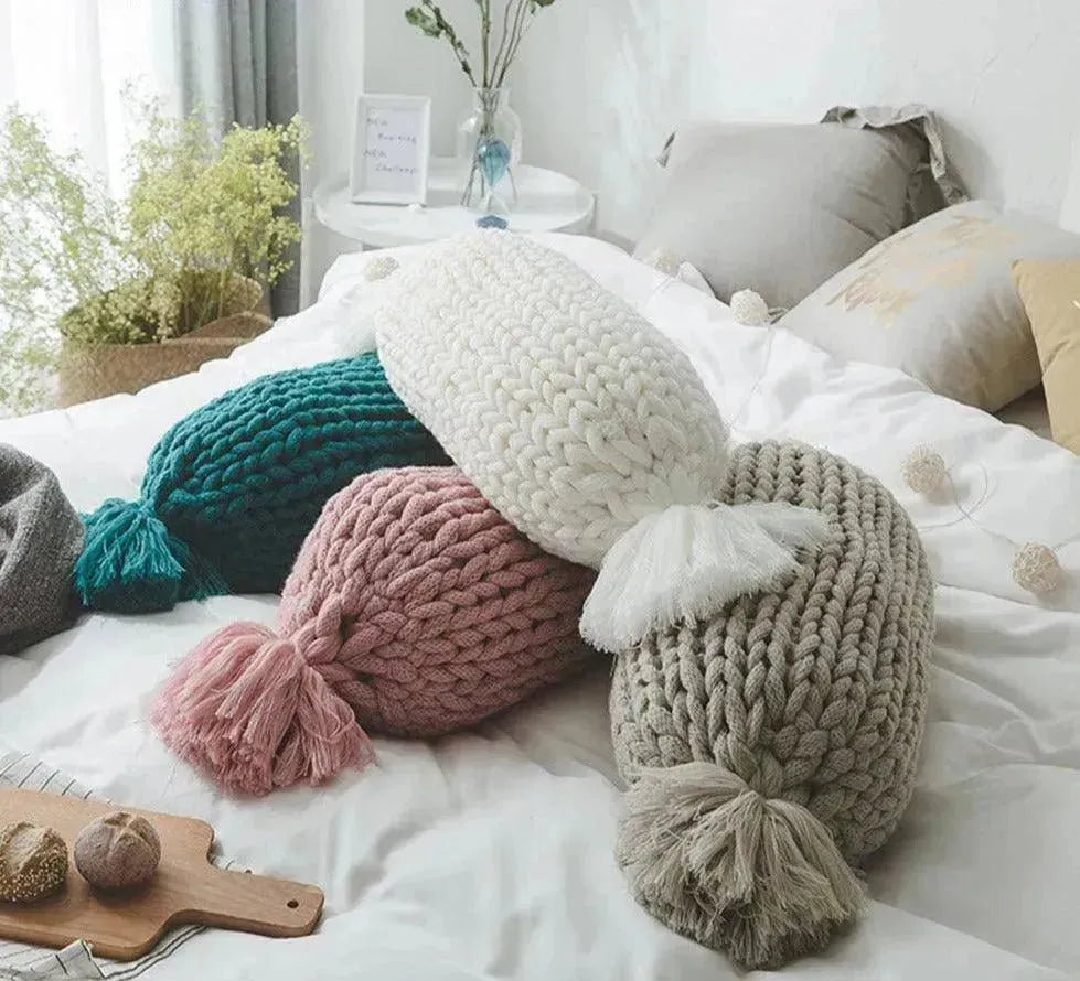 Candy Shape Chunky Knit Throw Pillow - Fluffyslip