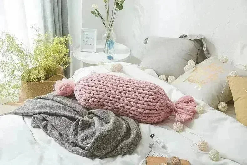 Candy Shape Chunky Knit Throw Pillow - Fluffyslip