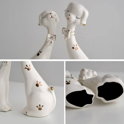 Ceramic Dog Set Desk Figurine - Fluffyslip