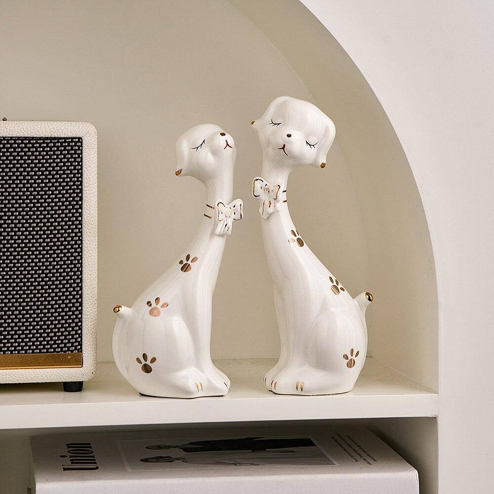 Ceramic Dog Set Desk Figurine - Fluffyslip