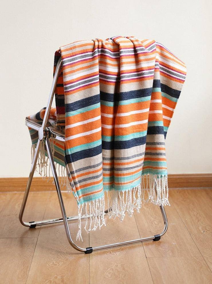 Colorful Striped Throw Blanket - Soft and vibrant 100% acrylic blanket with eye-catching stripes, perfect for adding comfort and style to any space