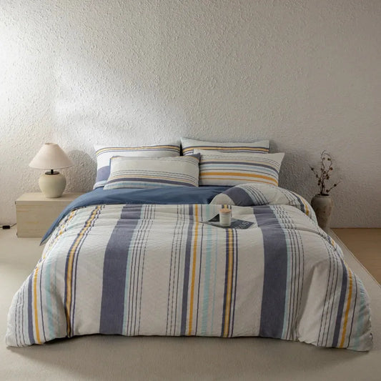 Cotton Cadence Vertical Stripes Duvet Cover Set