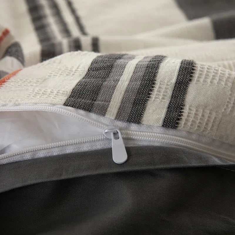 Cotton Cadence Vertical Stripes Duvet Cover Set