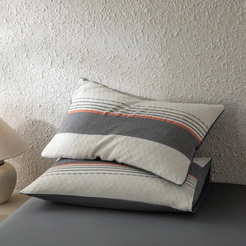 Cotton Cadence Vertical Stripes Duvet Cover Set