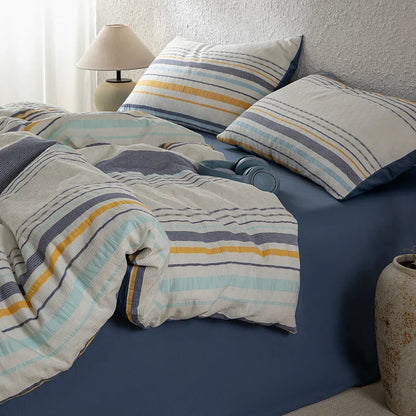 Cotton Cadence Vertical Stripes Duvet Cover Set