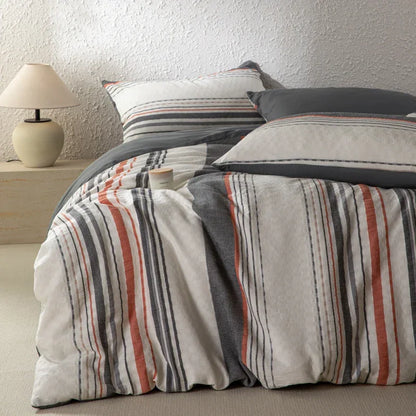 Cotton Cadence Vertical Stripes Duvet Cover Set