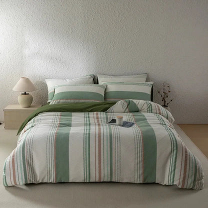 Cotton Cadence Vertical Stripes Duvet Cover Set