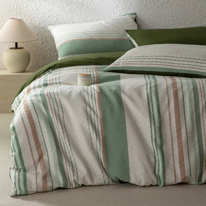 Cotton Cadence Vertical Stripes Duvet Cover Set