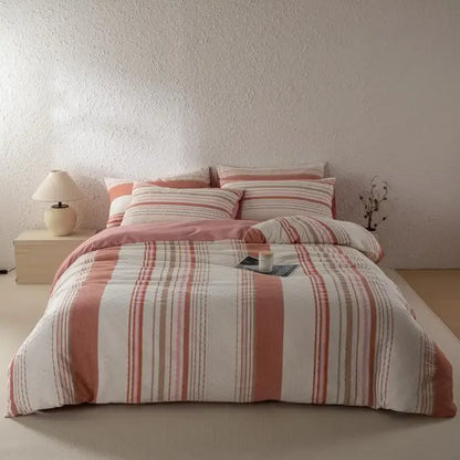 Cotton Cadence Vertical Stripes Duvet Cover Set