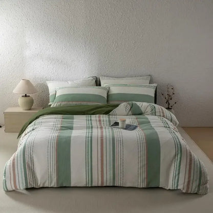 Cotton Cadence Vertical Stripes Duvet Cover Set