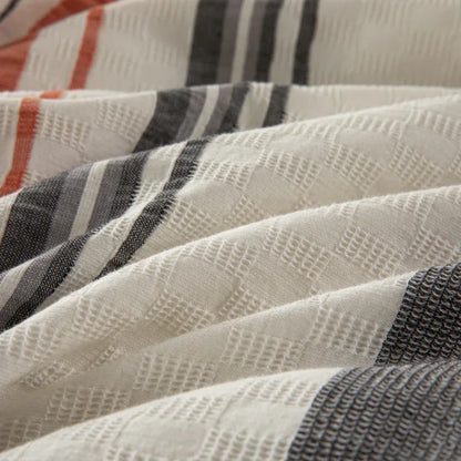 Cotton Cadence Vertical Stripes Duvet Cover Set