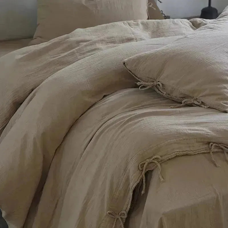 Earth Tone Wrinkled Cotton Duvet Cover Set - Fluffyslip