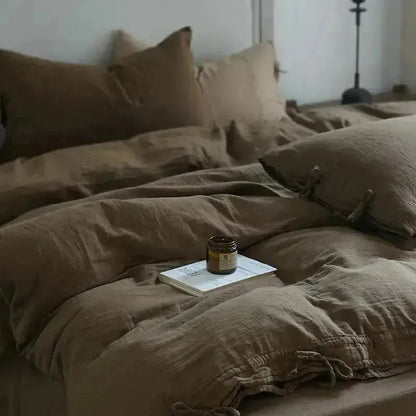 Earth Tone Wrinkled Cotton Duvet Cover Set - Fluffyslip