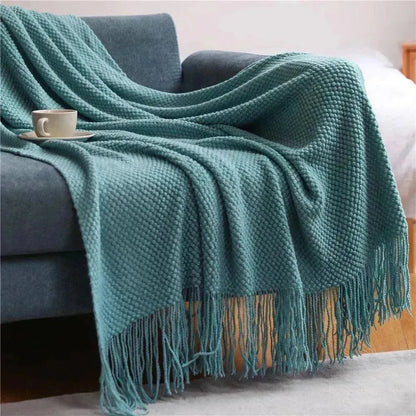 Embossed Knitted Throw Blanket - Fluffyslip