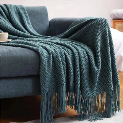 Embossed Knitted Throw Blanket - Fluffyslip