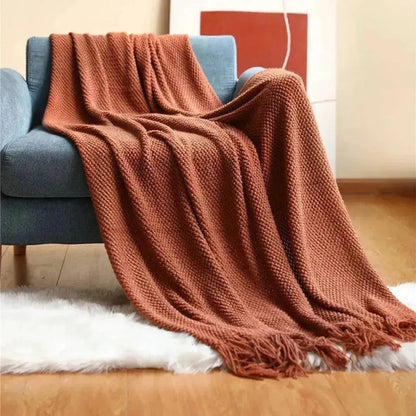 Embossed Knitted Throw Blanket - Fluffyslip