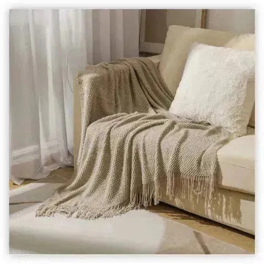 Embossed Knitted Throw Blanket - Fluffyslip